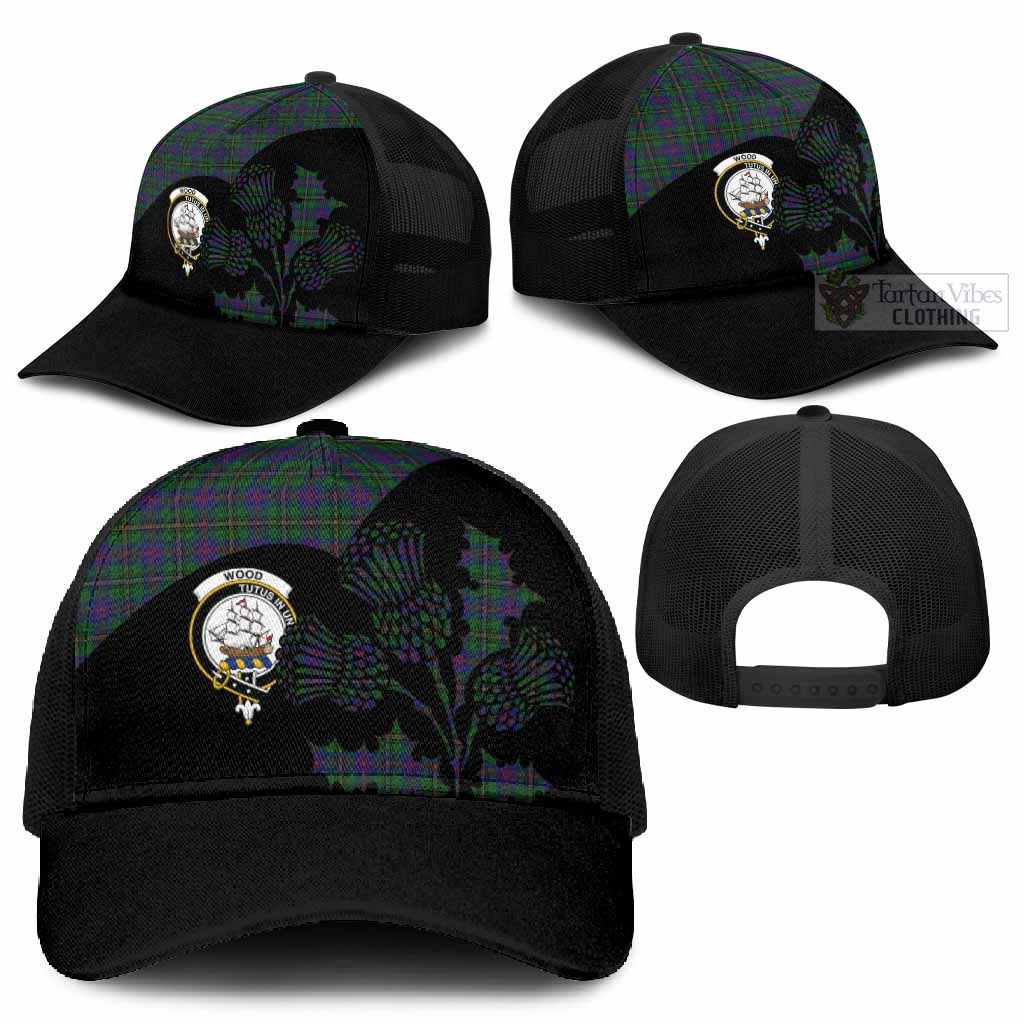 Wood Tartan Family Crest Mesh Trucker Cap Scotland Thistle Floral Flag Style