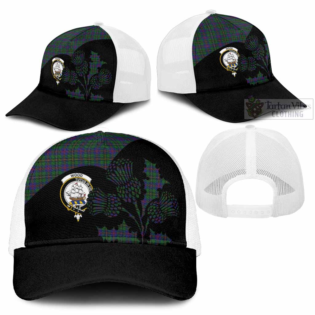 Wood Tartan Family Crest Mesh Trucker Cap Scotland Thistle Floral Flag Style