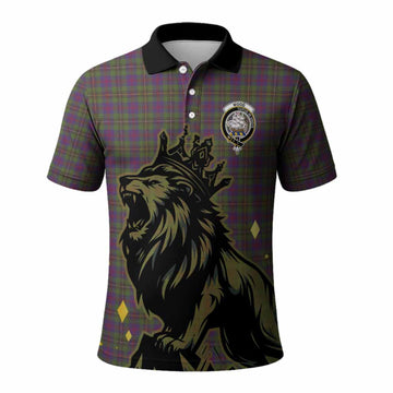 Wood Tartan Family Crest Polo Shirt Crowned Lion Roaring