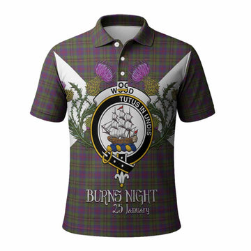 Wood Tartan Family Crest Polo Shirt Scottish Burns Night Thistle Floral