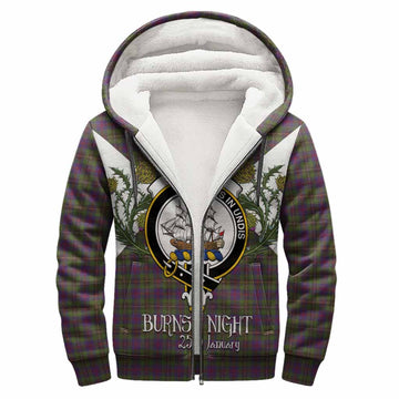 Wood Tartan Family Crest Sherpa Hoodie Scottish Burns Night Thistle Floral