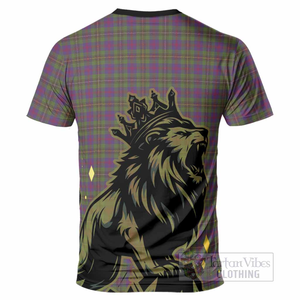 Wood Tartan Family Crest T-Shirt Crowned Lion Roaring