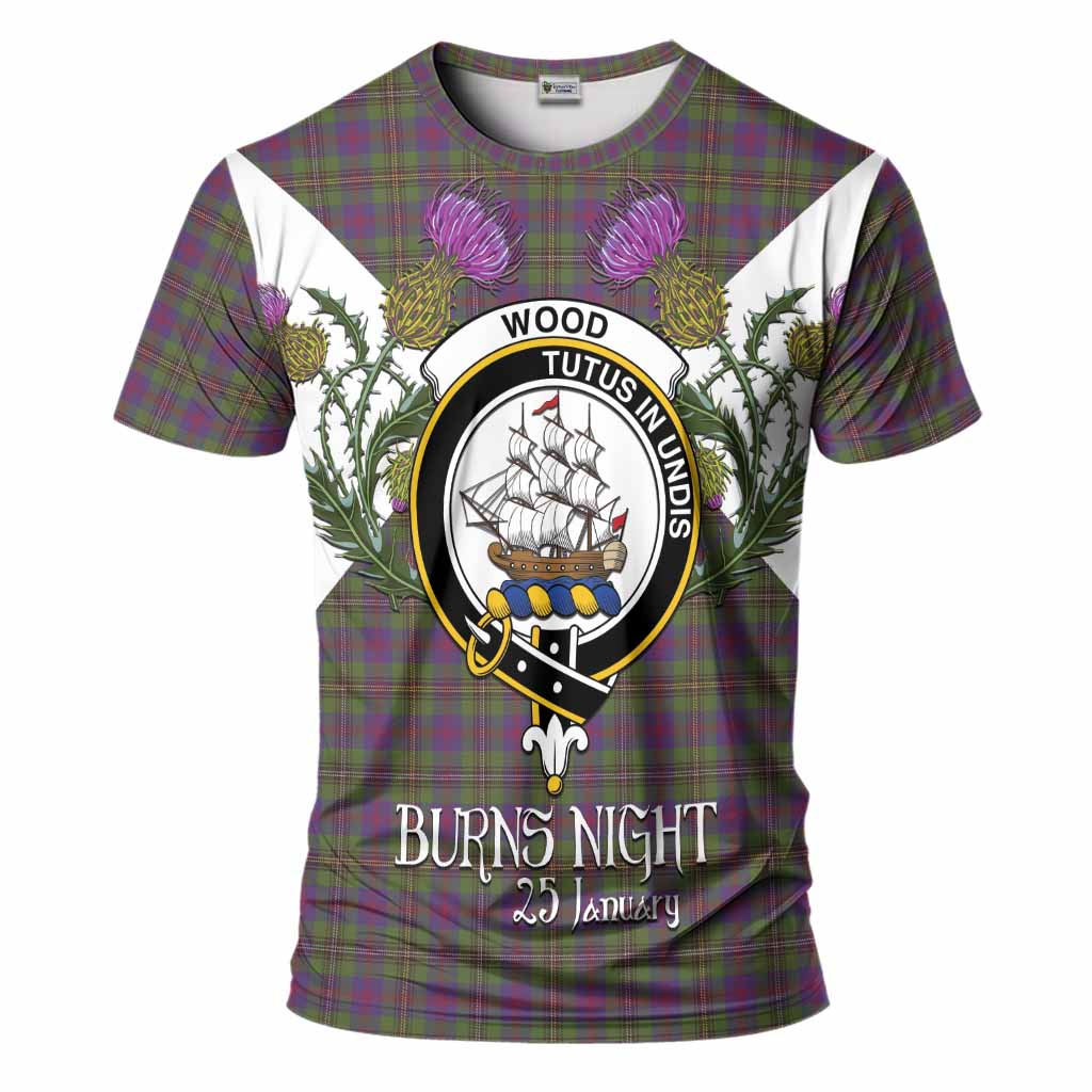 Wood Tartan Family Crest T-Shirt Scottish Burns Night Thistle Floral