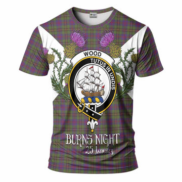 Wood Tartan Family Crest T-Shirt Scottish Burns Night Thistle Floral