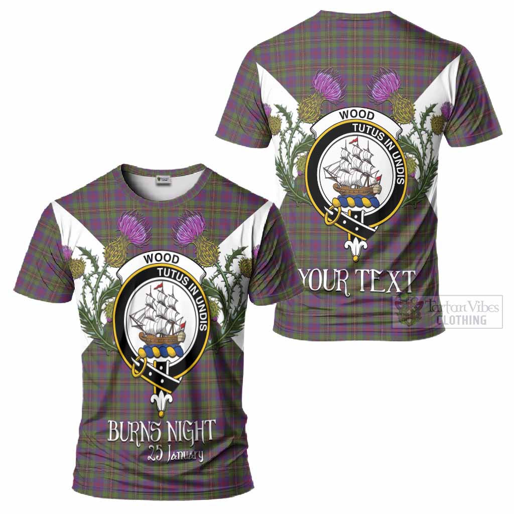 Wood Tartan Family Crest T-Shirt Scottish Burns Night Thistle Floral