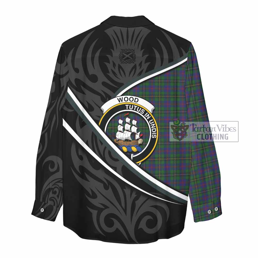Wood Tartan Family Crest Women Casual Shirt Celtic Scottish Thistle Floral - Tartan Vibes Clothing