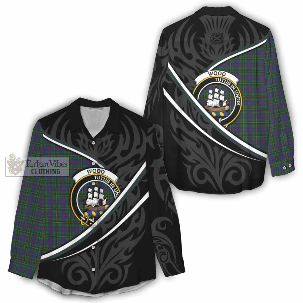 Wood Tartan Family Crest Women Casual Shirt Celtic Scottish Thistle Floral - Tartan Vibes Clothing