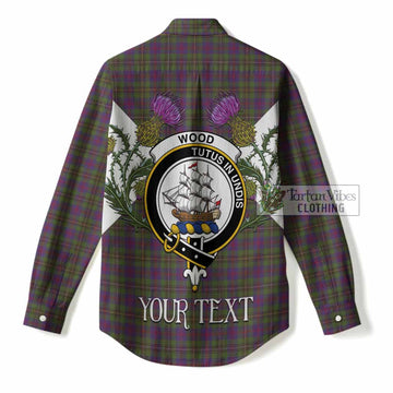 Wood Tartan Family Crest Women Casual Shirt Scottish Burns Night Thistle Floral