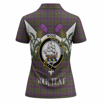 Wood Tartan Family Crest Women Polo Shirt Scottish Burns Night Thistle Floral