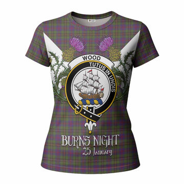 Wood Tartan Family Crest Women T shirt Scottish Burns Night Thistle Floral