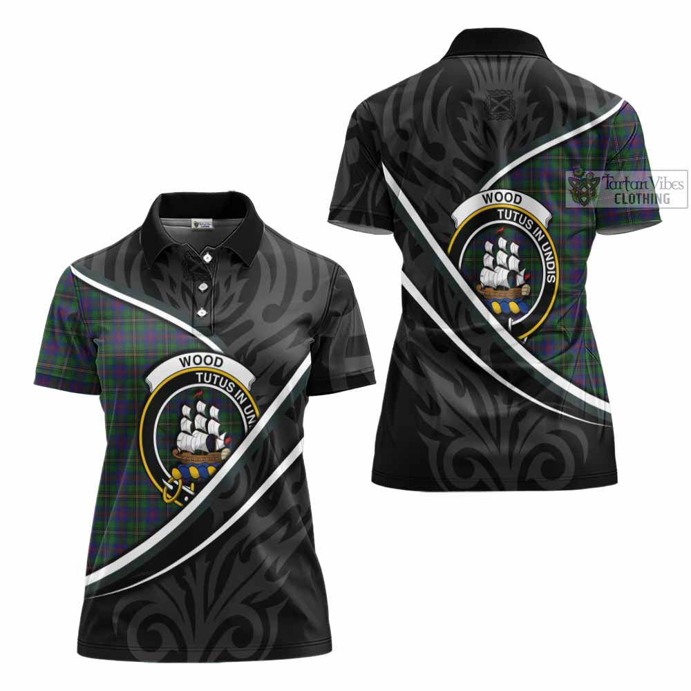 Wood Tartan Family Crest Women's Polo Shirt Celtic Scottish Thistle Floral - Tartan Vibes Clothing