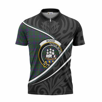 Wood Tartan Family Crest Zipper Polo Shirt Celtic Scottish Thistle Floral - Tartan Vibes Clothing