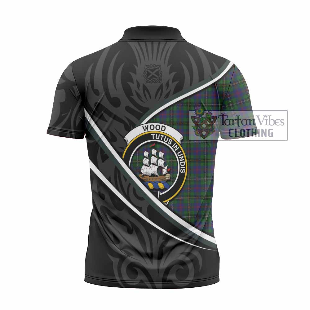 Wood Tartan Family Crest Zipper Polo Shirt Celtic Scottish Thistle Floral - Tartan Vibes Clothing