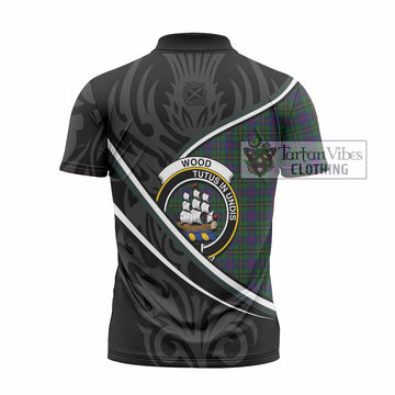 Wood Tartan Family Crest Zipper Polo Shirt Celtic Scottish Thistle Floral - Tartan Vibes Clothing