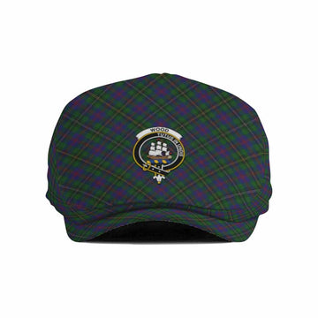 Wood Tartan Flat Cap, Jeff Cap Cross Style with Family Crest