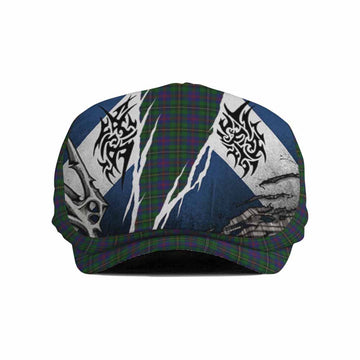 Wood Tartan Flat Cap, Jeff Cap Scotland Flag Ripped Tribal Design