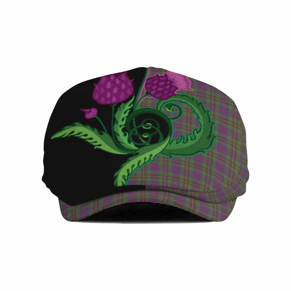 Wood Tartan Flat Cap, Jeff Cap Traditional Scottish Thistle