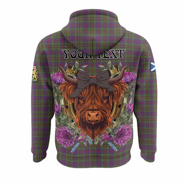Wood Tartan Hoodie Scottish Thistle Heilan Coo