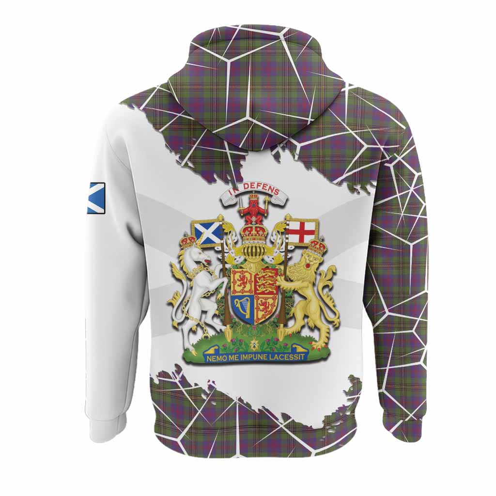 Wood Tartan Hoodie with Family Crest and Lion Rampant Grunge Style