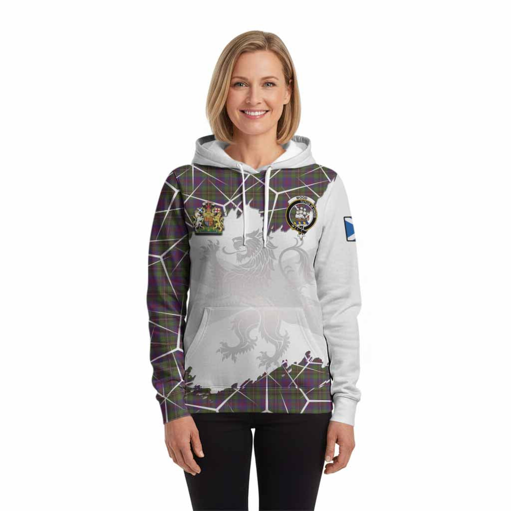 Wood Tartan Hoodie with Family Crest and Lion Rampant Grunge Style