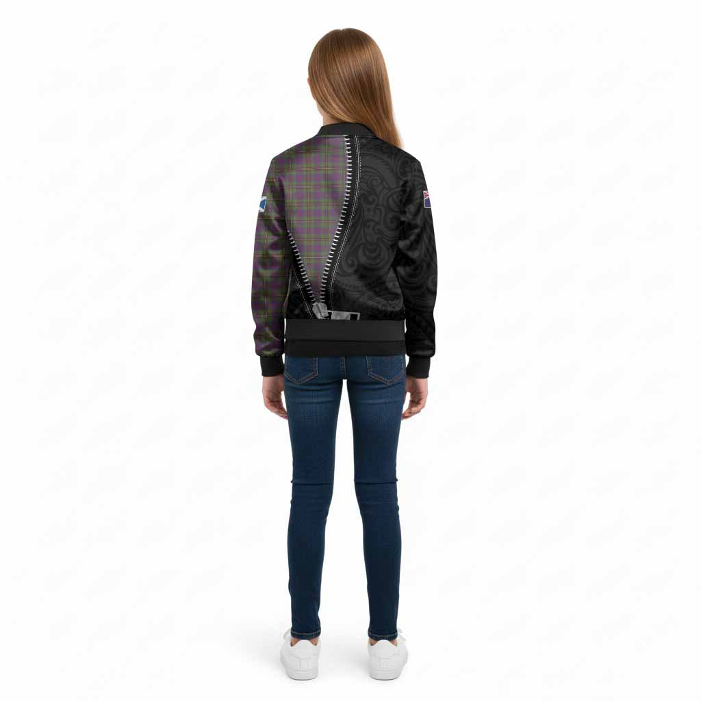 Wood Tartan Kid Bomber Jacket New Zealand Pattern Unique Zipper Stylized