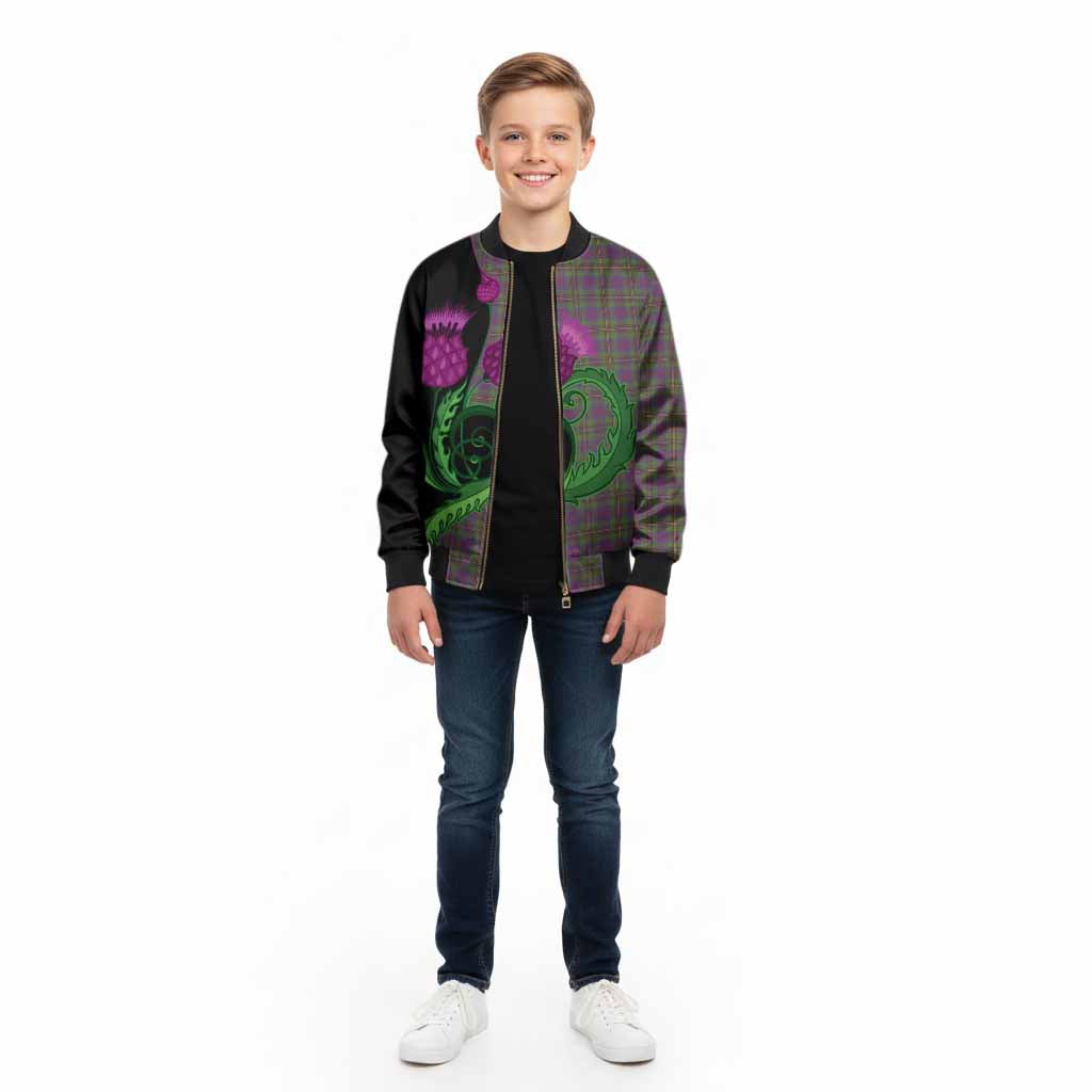 Wood Tartan Kid Bomber Jacket Traditional Scottish Thistle