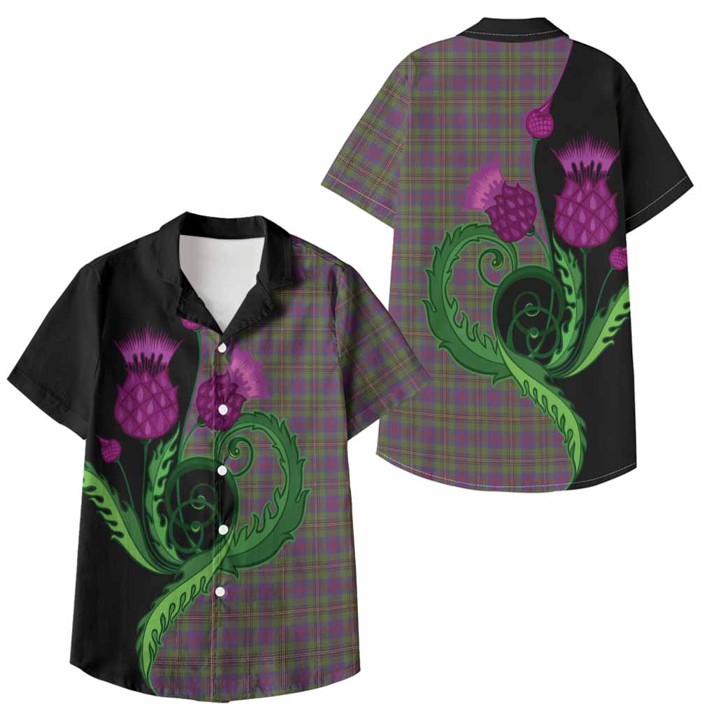 Wood Tartan Kid Hawaiian Shirt Traditional Scottish Thistle