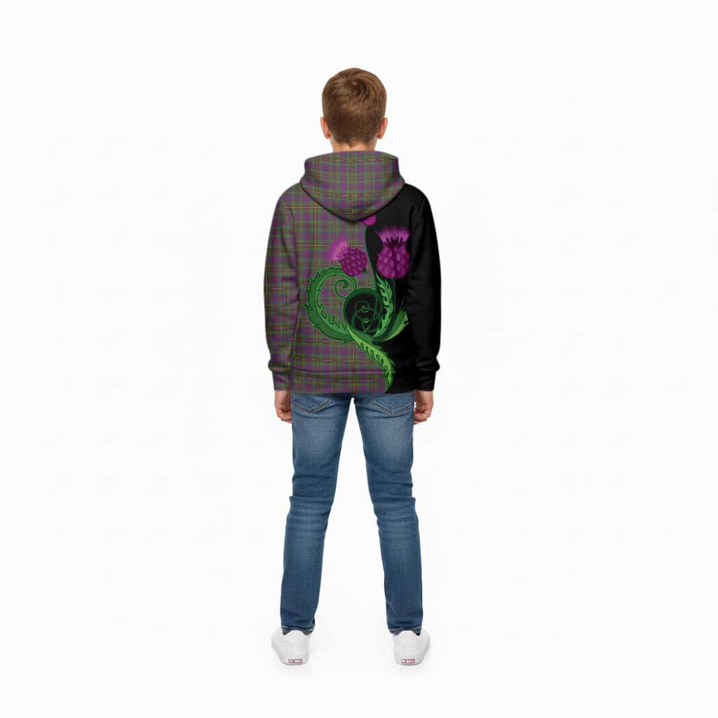 Wood Tartan Kid Hoodie Traditional Scottish Thistle