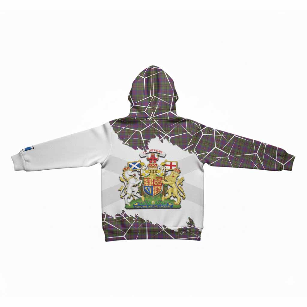 Wood Tartan Kid Hoodie with Family Crest and Lion Rampant Grunge Style