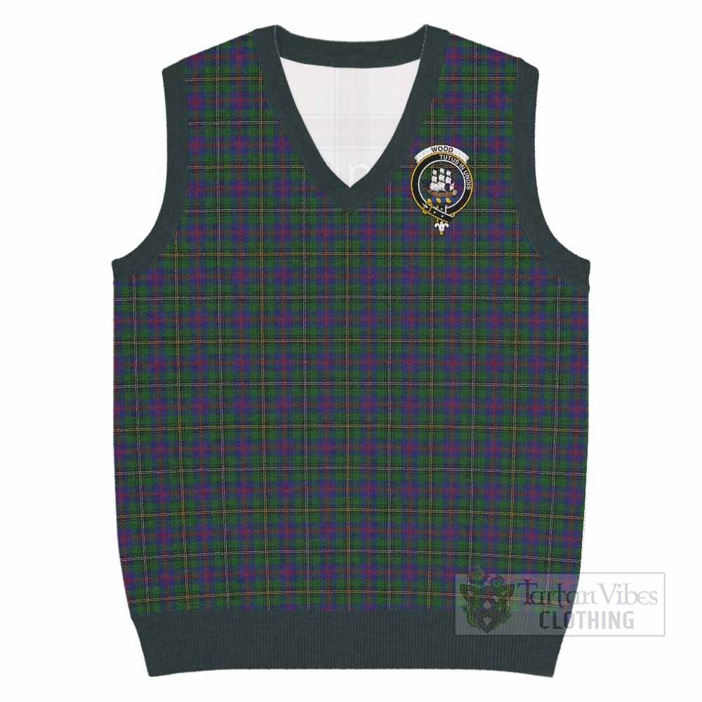 Wood Tartan Knitted V-Neck Vest with Family Crest - Tartan Vibes Clothing