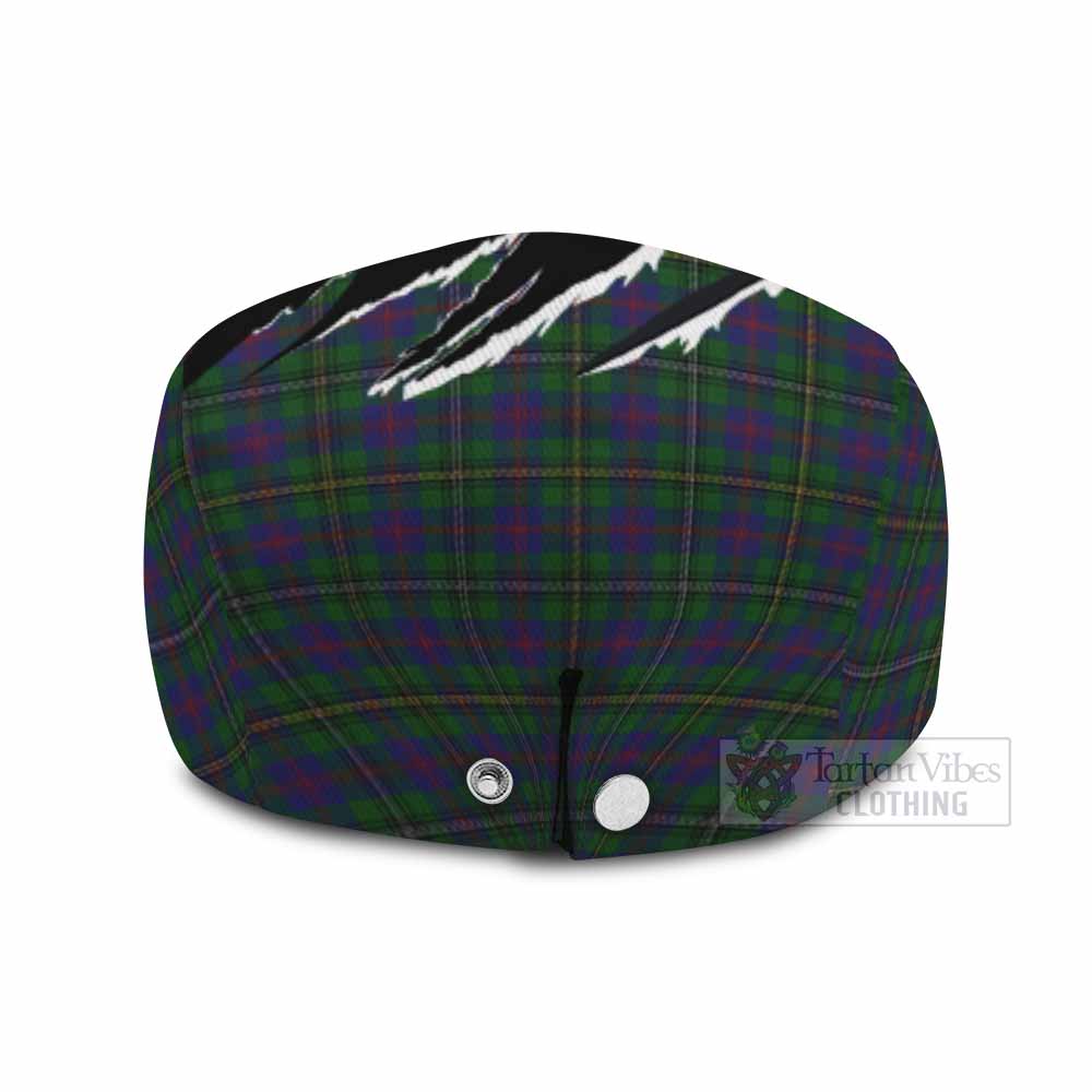 Wood Tartan Loch Ness Monster Flat Cap, Jeff Cap Celtic Knot Nessie Art