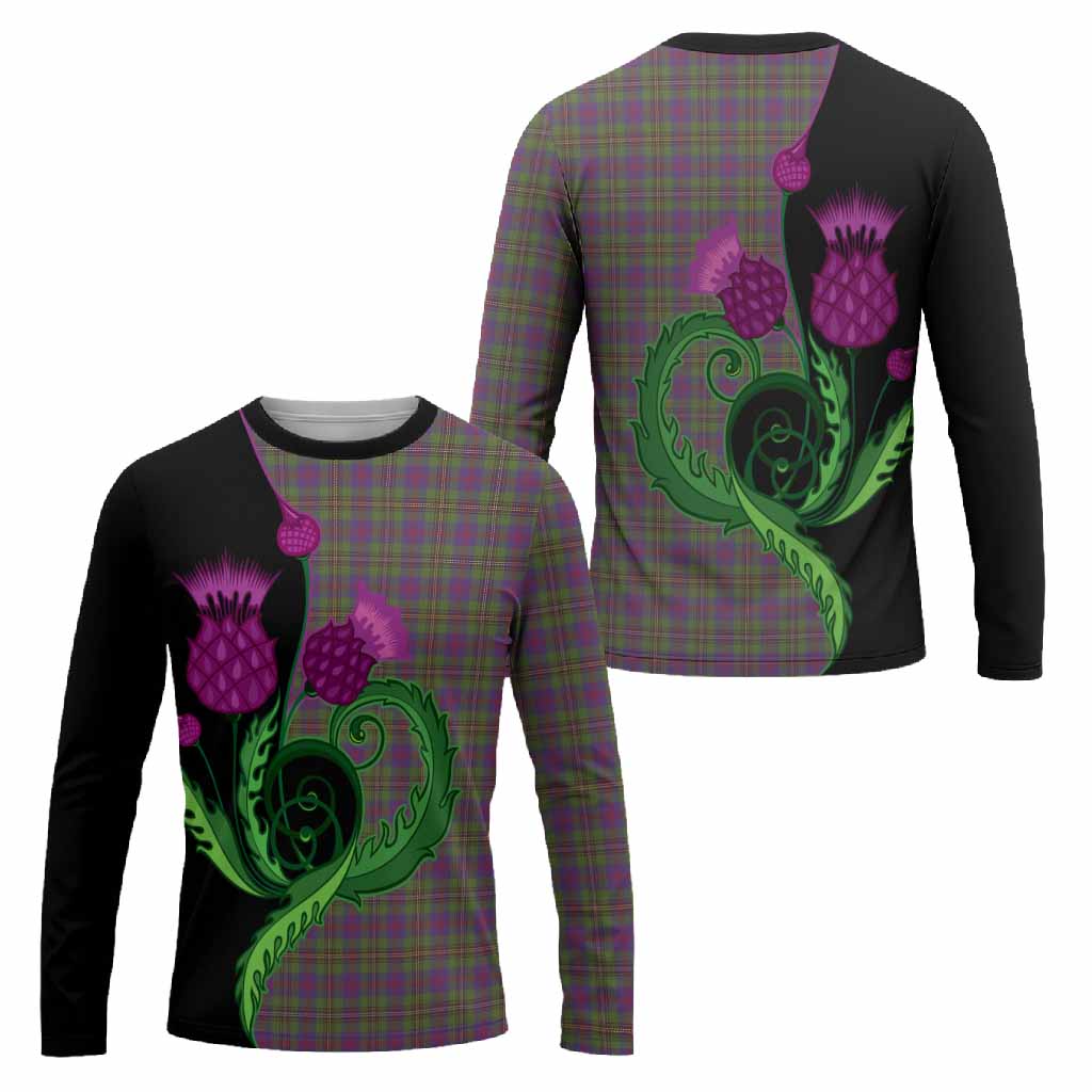 Wood Tartan Long Sleeve T-Shirt Traditional Scottish Thistle