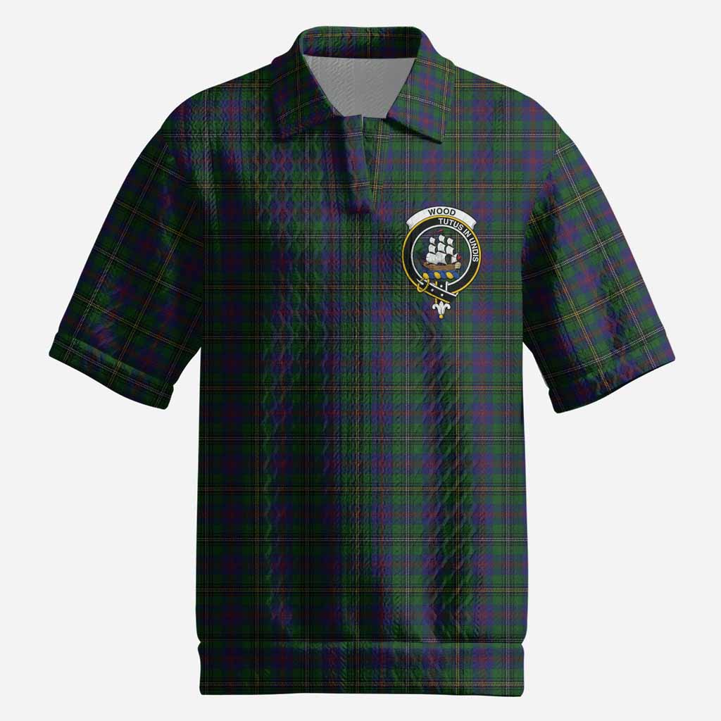 Wood Tartan Men’s Polo Sweater Top with Family Crest