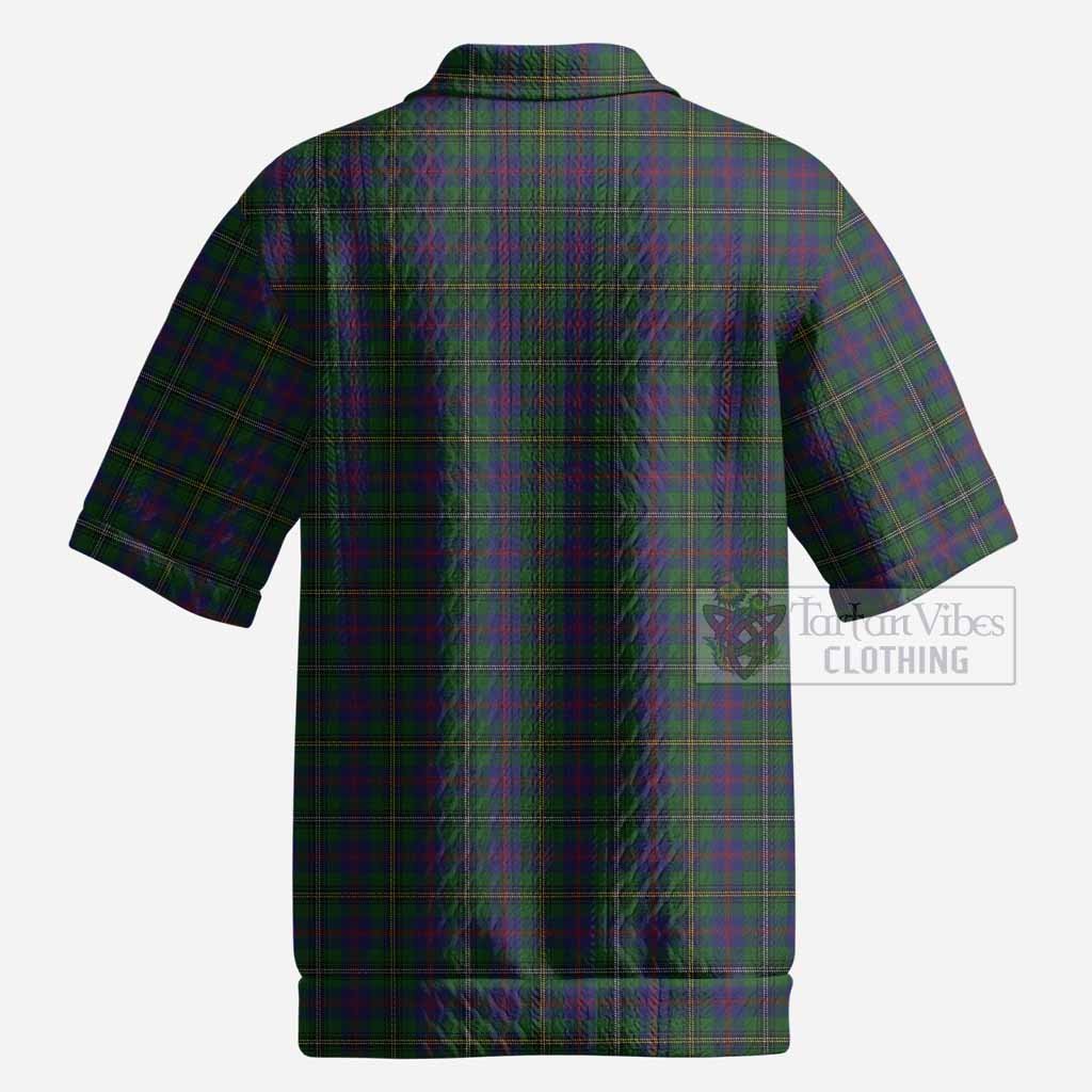 Wood Tartan Men’s Polo Sweater Top with Family Crest