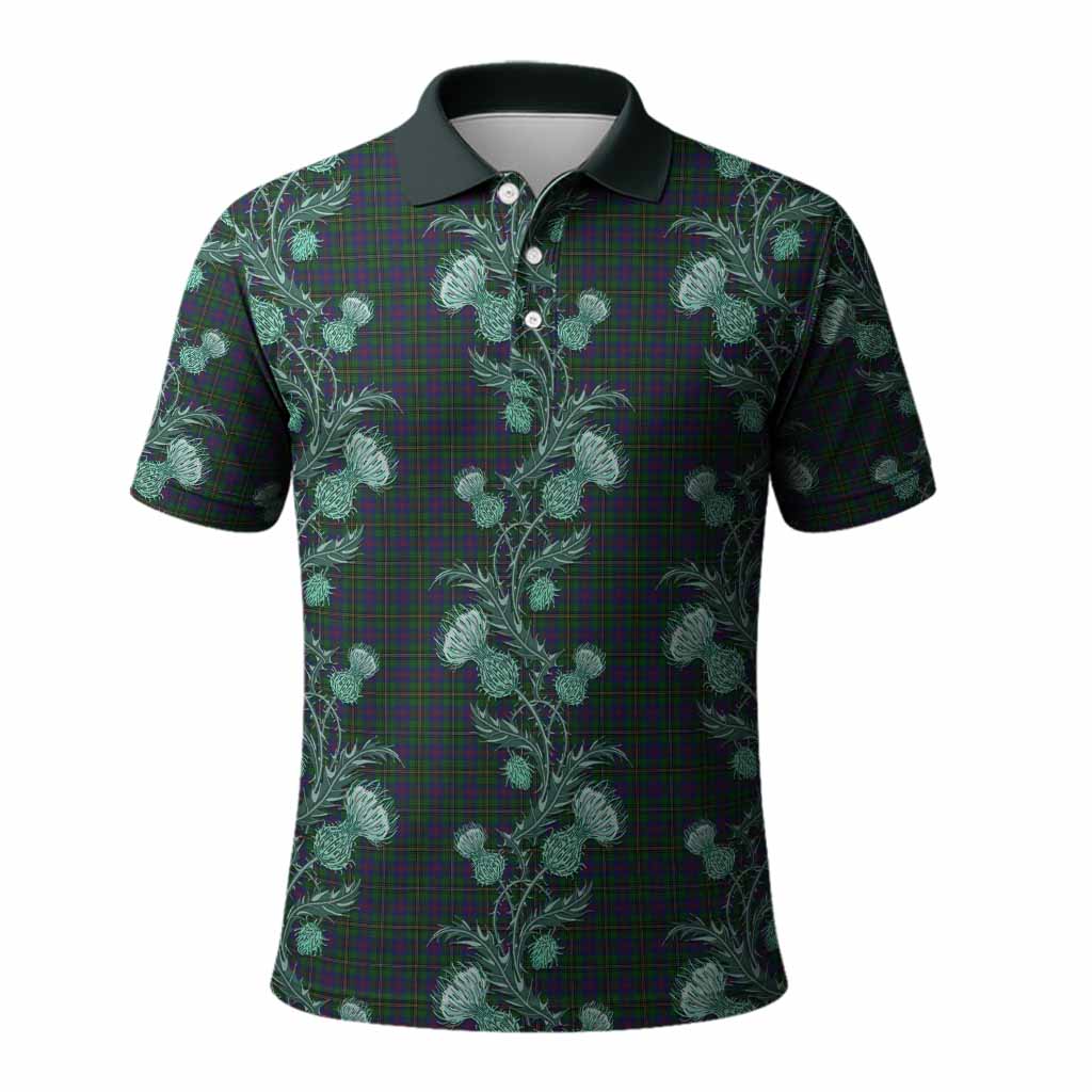 Wood Tartan Polo Shirt Seamless Scottish Thistle Flowers