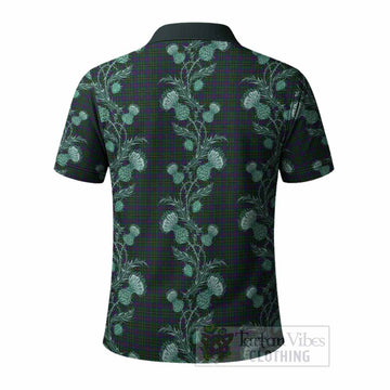 Wood Tartan Polo Shirt Seamless Scottish Thistle Flowers