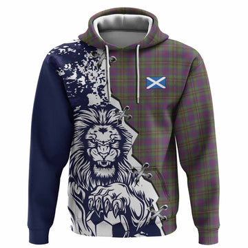 Wood Tartan Scottish Hoodie Angry Lion With Soccer Ball Style