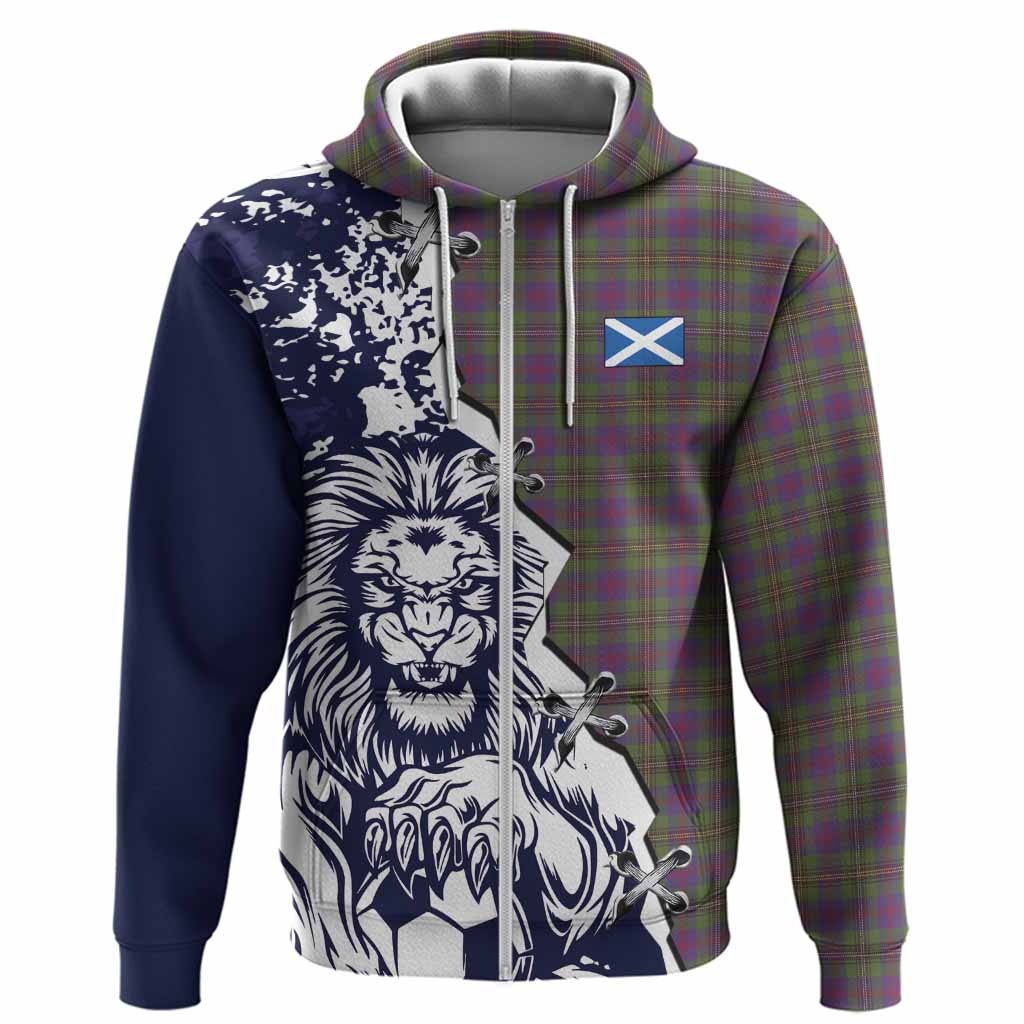 Wood Tartan Scottish Hoodie Angry Lion With Soccer Ball Style