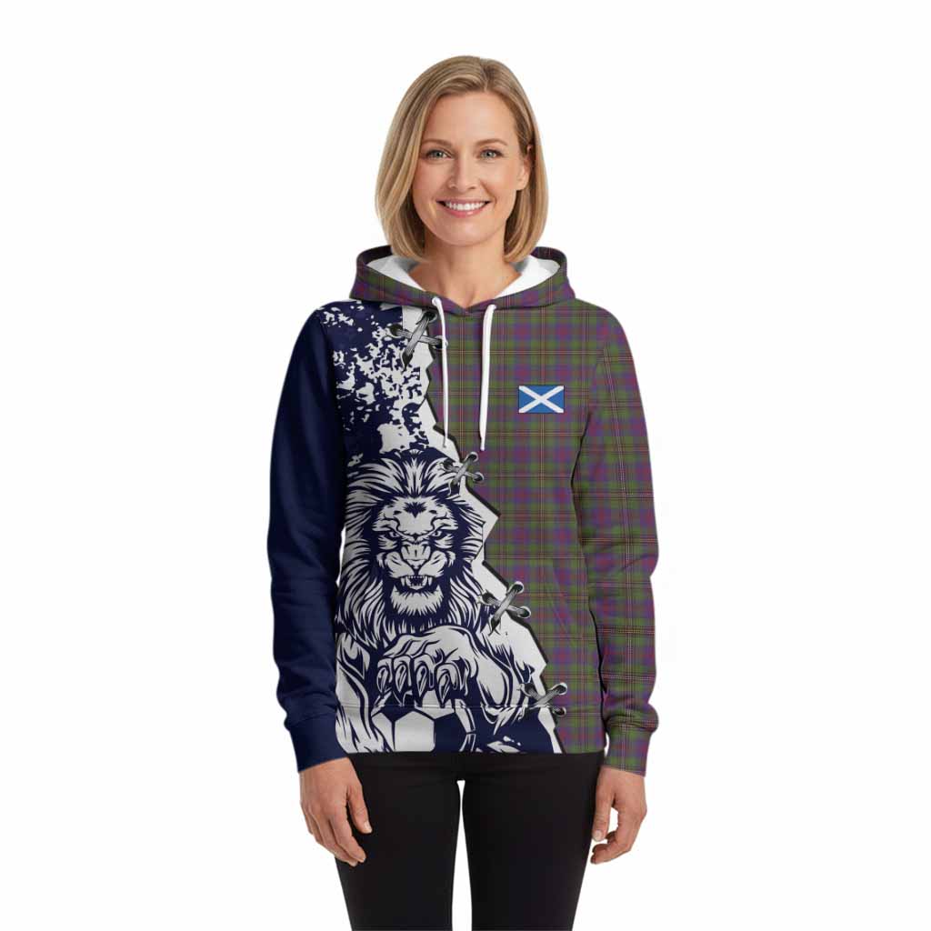 Wood Tartan Scottish Hoodie Angry Lion With Soccer Ball Style
