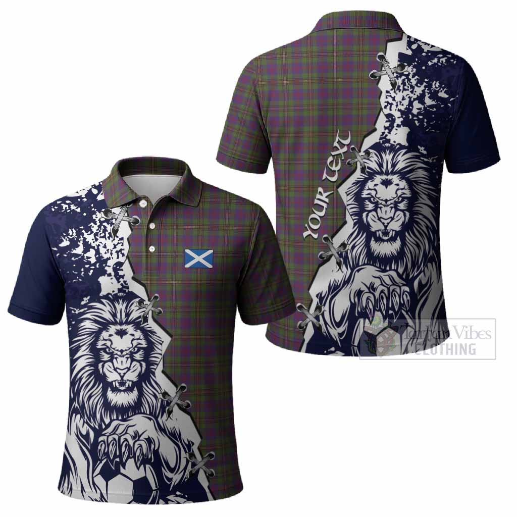 Wood Tartan Scottish Polo Shirt Angry Lion With Soccer Ball Style