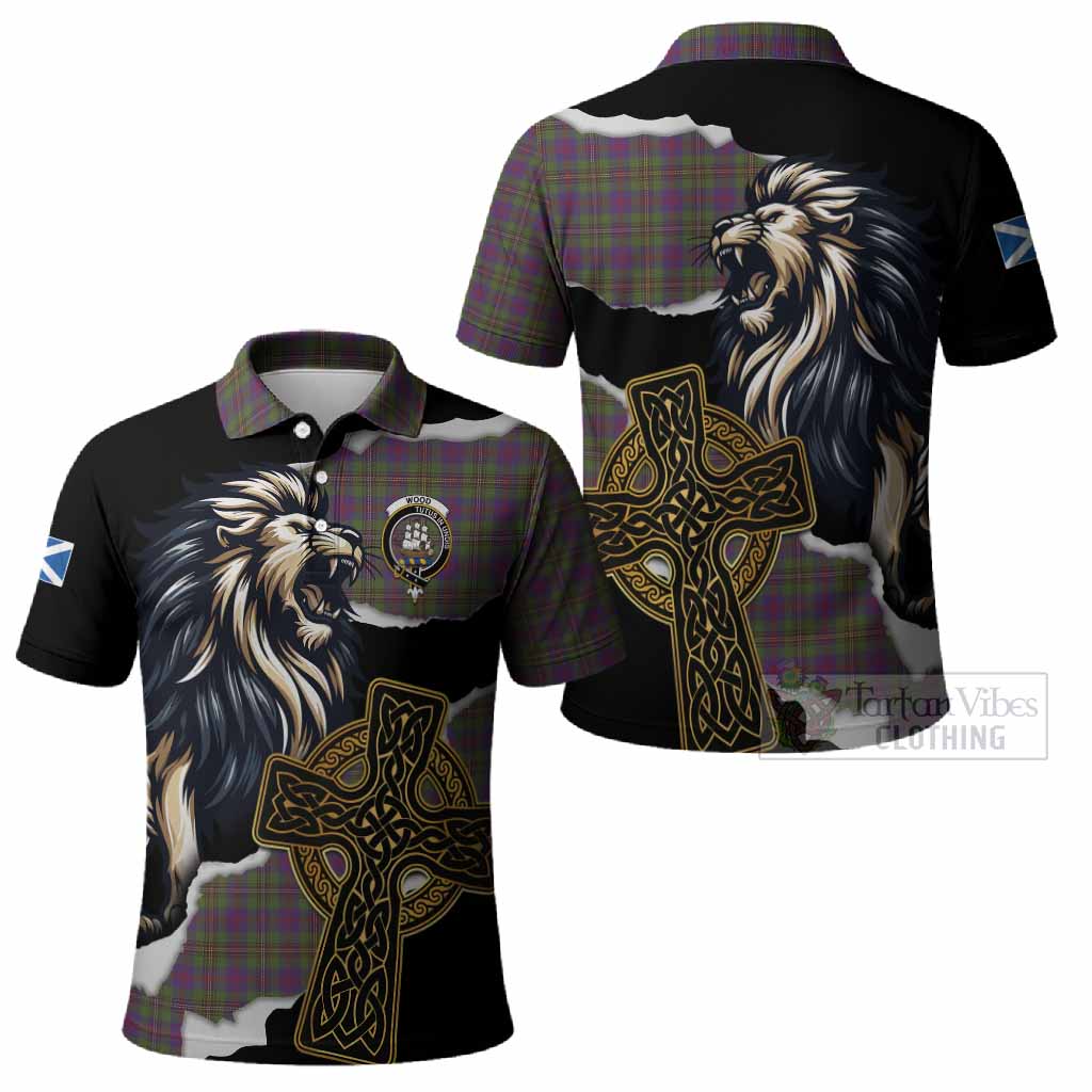 Wood Tartan Scottish Polo Shirt Lion Celtic Heritage