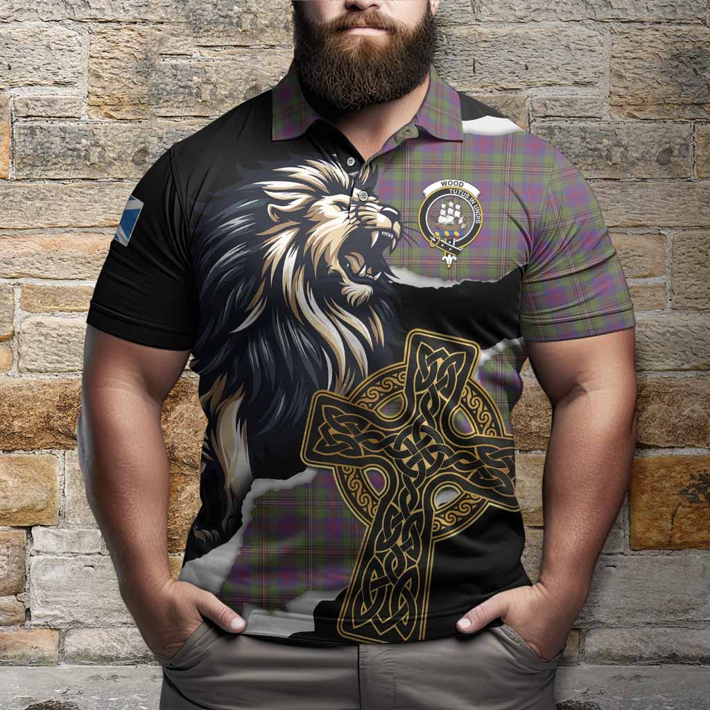 Wood Tartan Scottish Polo Shirt Lion Celtic Heritage