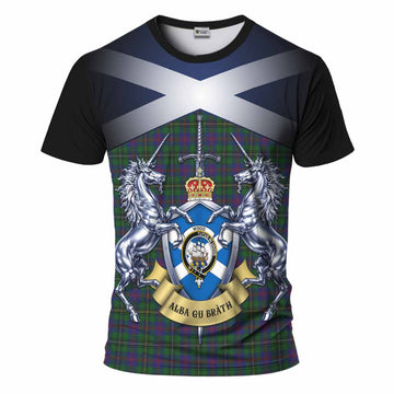 Wood Tartan T-Shirt Alba Gu Brath Unicorn Crest