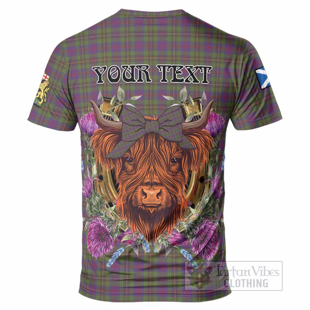Wood Tartan T-Shirt Scottish Thistle Heilan Coo