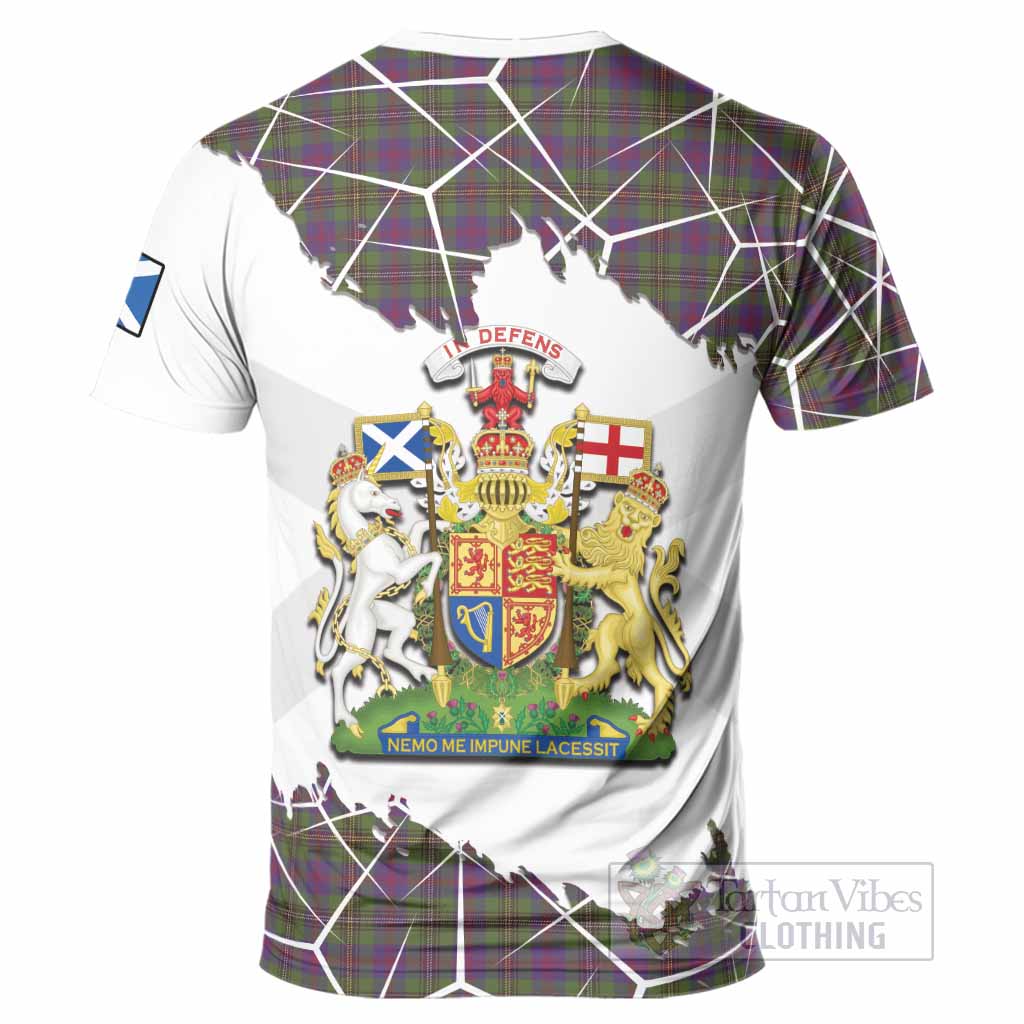 Wood Tartan T-Shirt with Family Crest and Lion Rampant Grunge Style