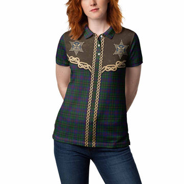 Wood Tartan Women Polo Shirt Bigfoot Riding The Kelpie Monster