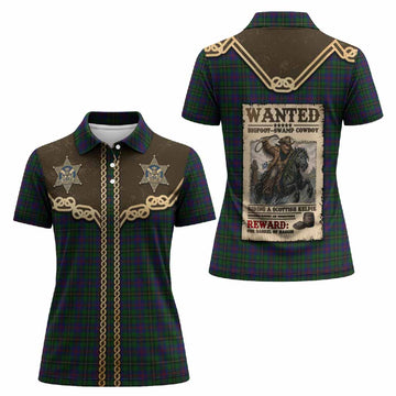 Wood Tartan Women Polo Shirt Bigfoot Riding The Kelpie Monster