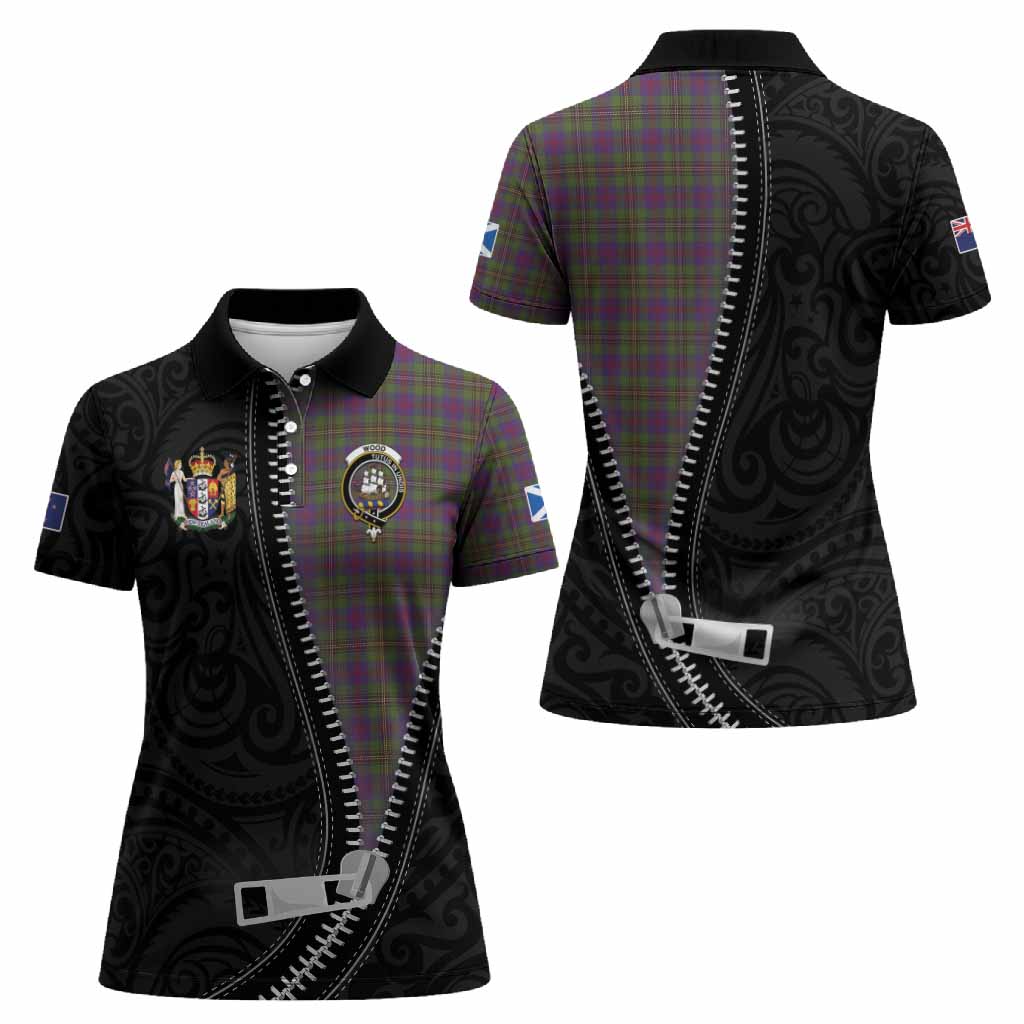 Wood Tartan Women Polo Shirt New Zealand Pattern Unique Zipper Stylized