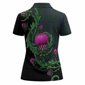 Wood Tartan Women Polo Shirt Resilient Scottish Thistle