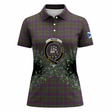 Wood Tartan Women Polo Shirt Thistle Scottish Spirit